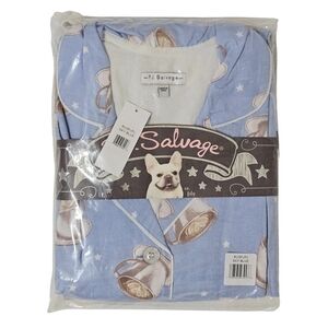 PJ Salvage Flannel Pajama Set Coffee Women Sky Blue Top & Pants NWT ☕